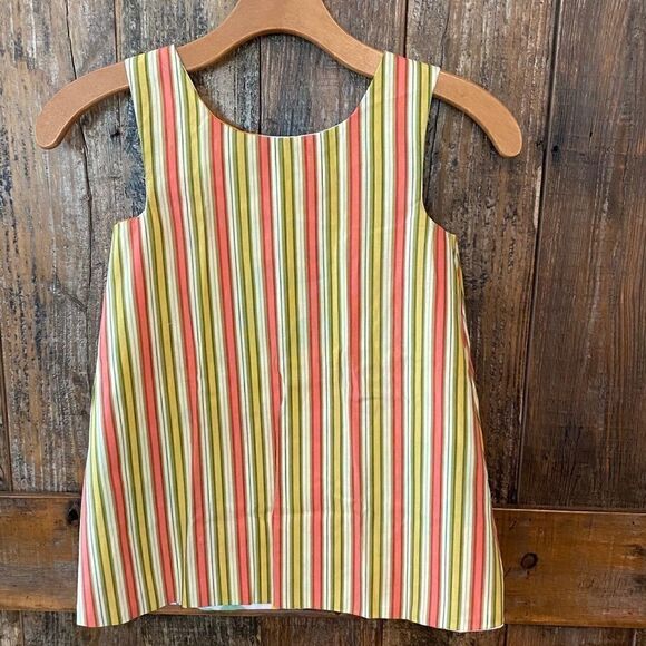 Toddler New Handmade Reversible Retro Large Flower Cotton Summer Strap Dress - Picture 4 of 7